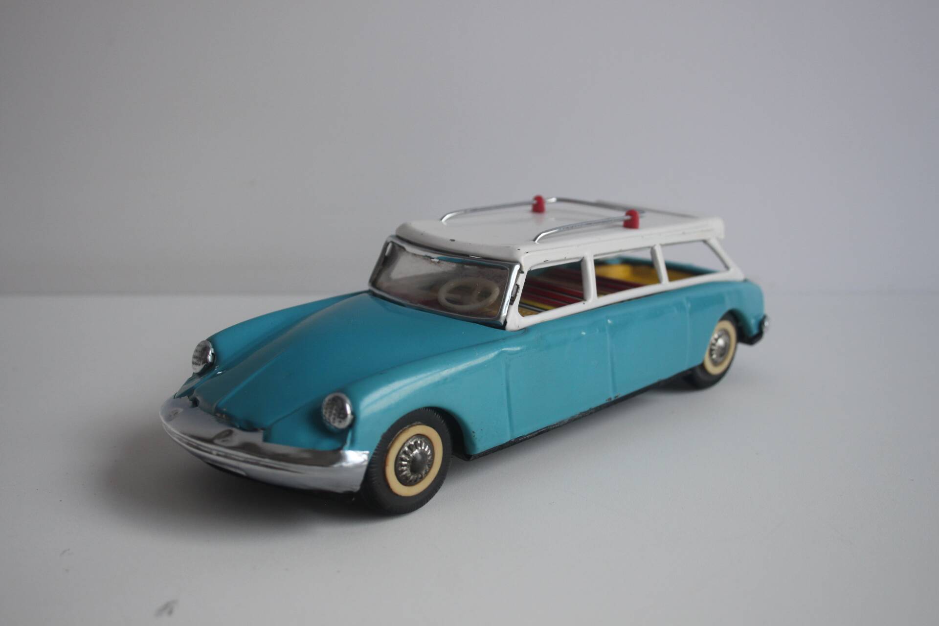 Vintage tin model car, Citroën DS station wagon, 1960s.