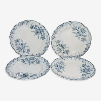 Set of 4 dessert plates in earthenware of St Amand model Regency, iron earth