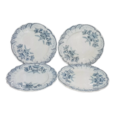Lot de 4 assiettes à dessert en faïence de St Amand modèle Régence, terre de fer