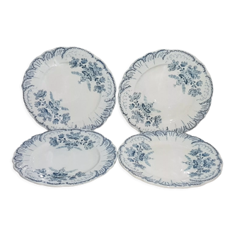 Set of 4 dessert plates in earthenware of St Amand model Regency, iron earth