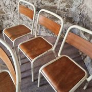Vintage French school chairs – 1960s industrial cafe seats (set of 5)