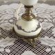 French Vintage Decorative Silver Metal and Porcelain Shaded Table Lamp