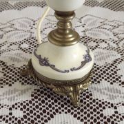 French Vintage Decorative Silver Metal and Porcelain Shaded Table Lamp