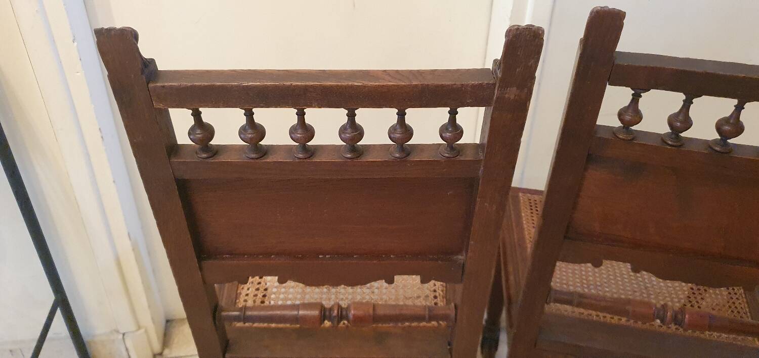 Lot de 2 chaises bois massif tête de lion