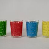 Set of 4 colorful 70s water glasses