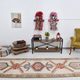 3x11 geometric oushak runner rug,97x348cm