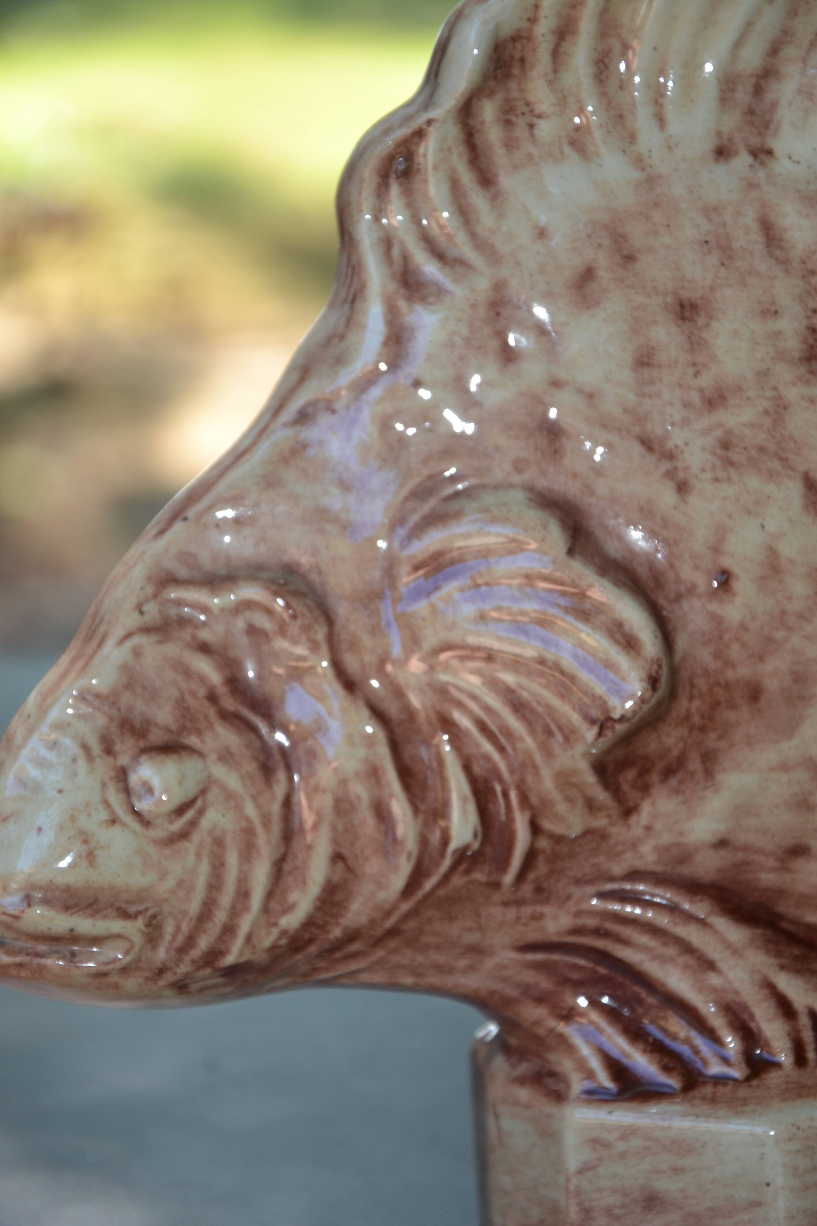 Ceramic fish statuette signed