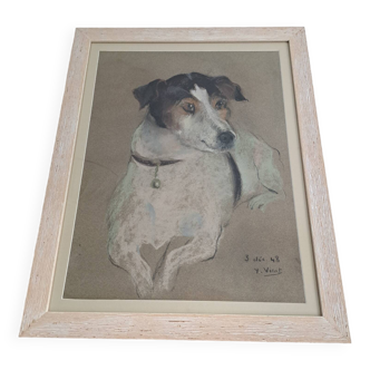 Tableau ancien animalier, Pastel.