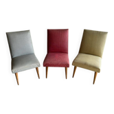 Set of 3 multicoloured Mid-century club armchairs