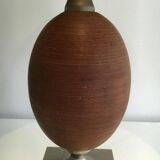 Egg lamp in wood and brushed steel