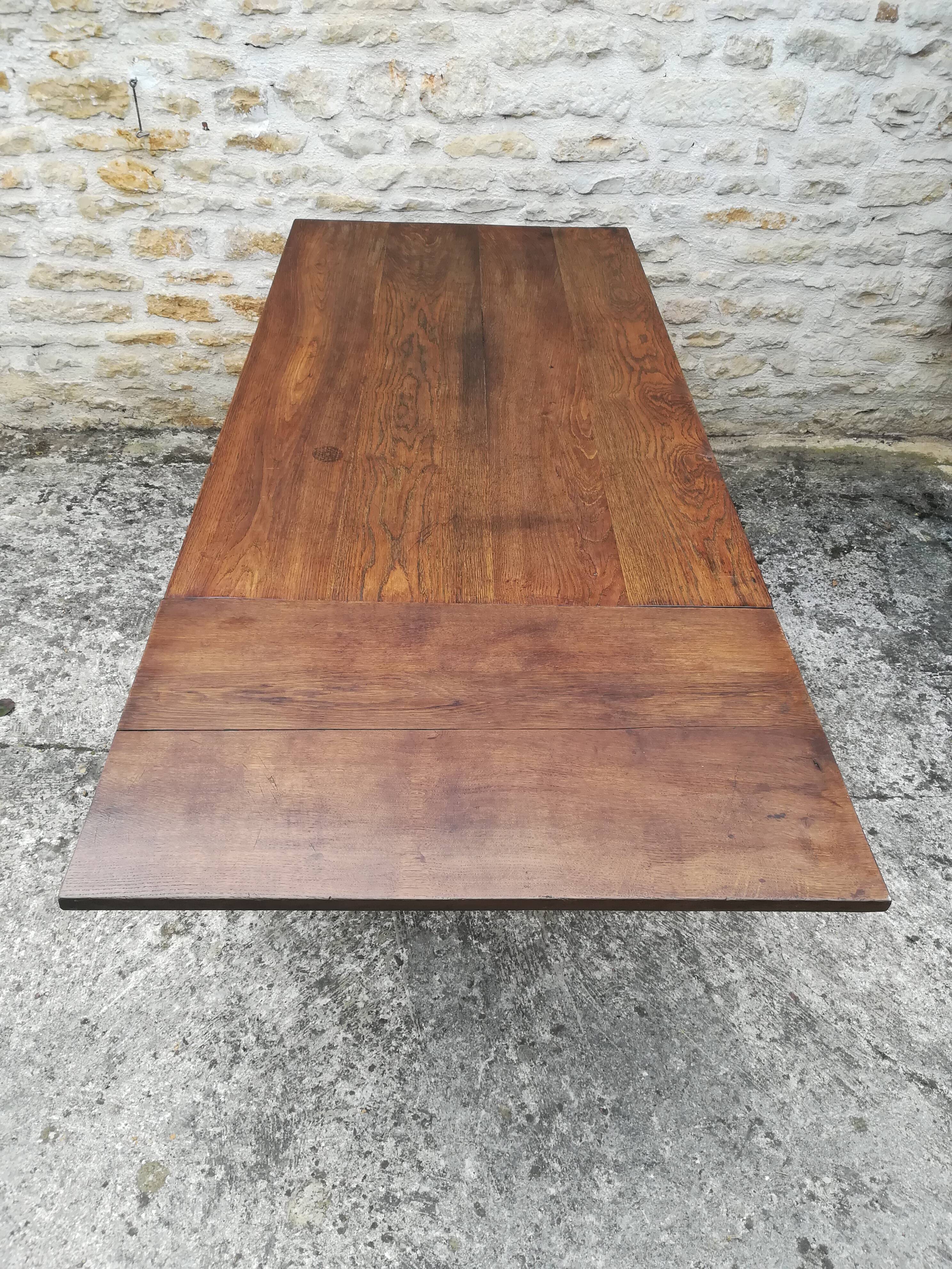 Oak farm table with two extensions