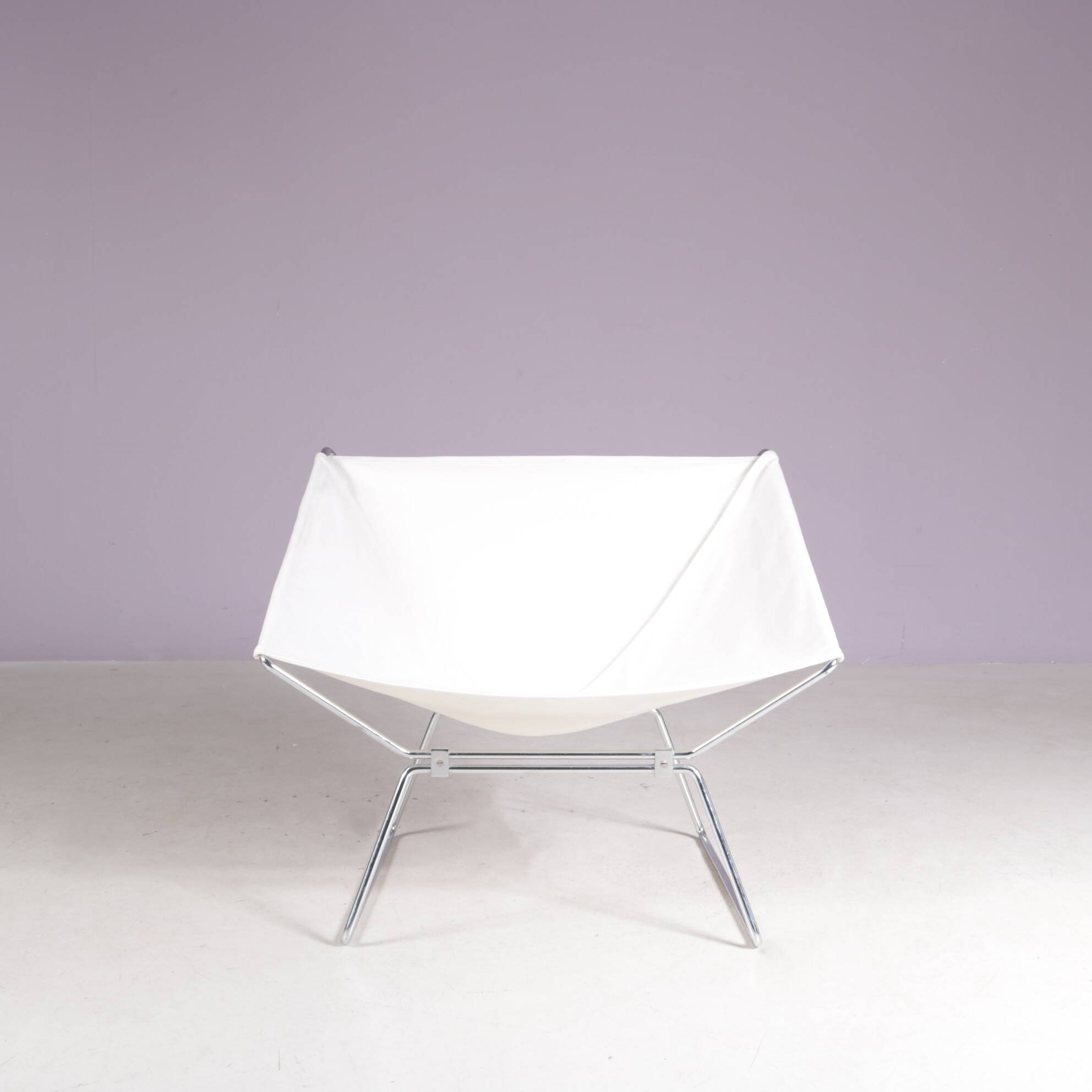 1950s easy chair AP 14 white canvas Pierre Paulin for A. Polak Netherlands