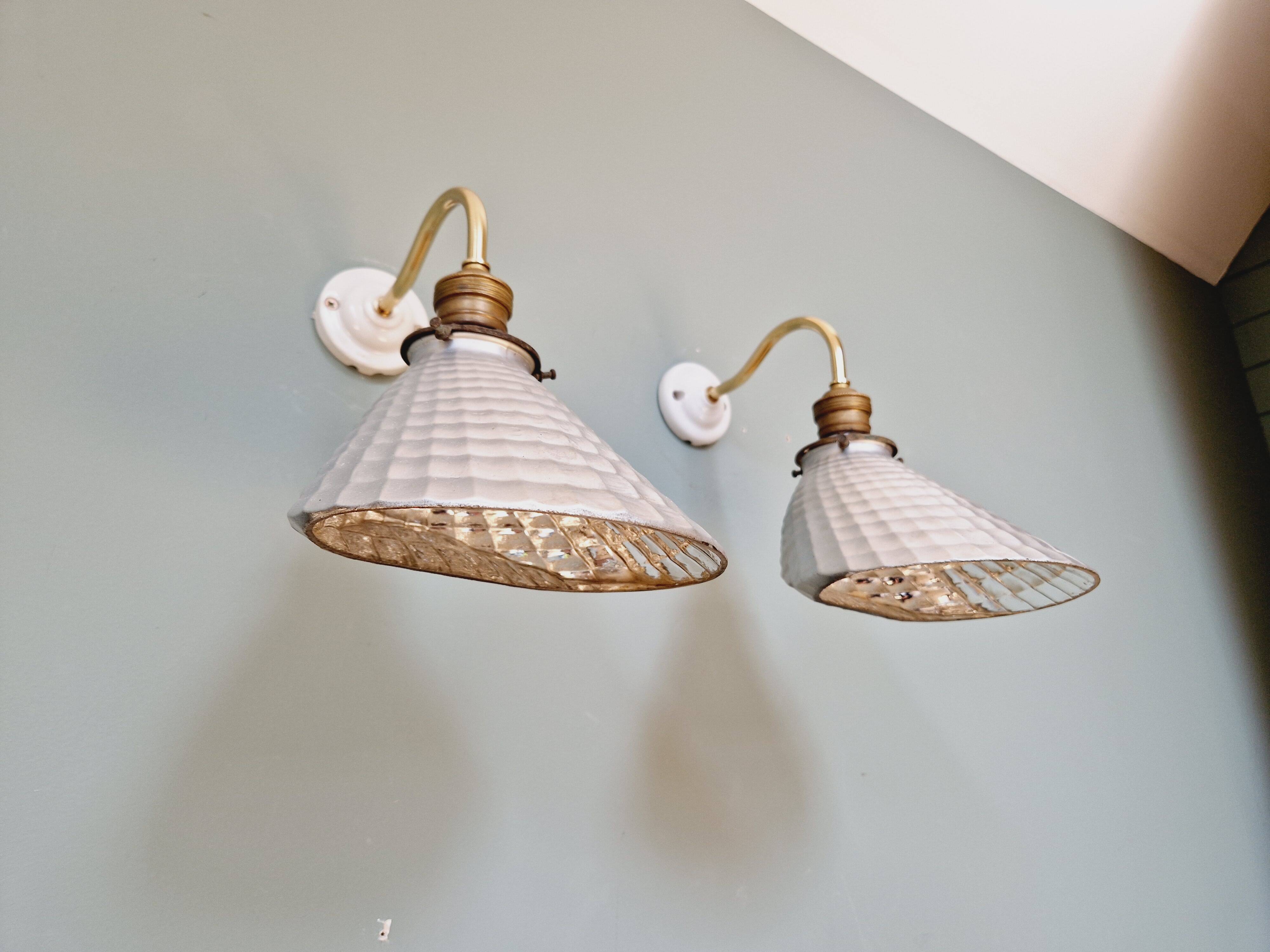 Pair of mercurized glass wall sconces, Maison Malabert, 1930s
