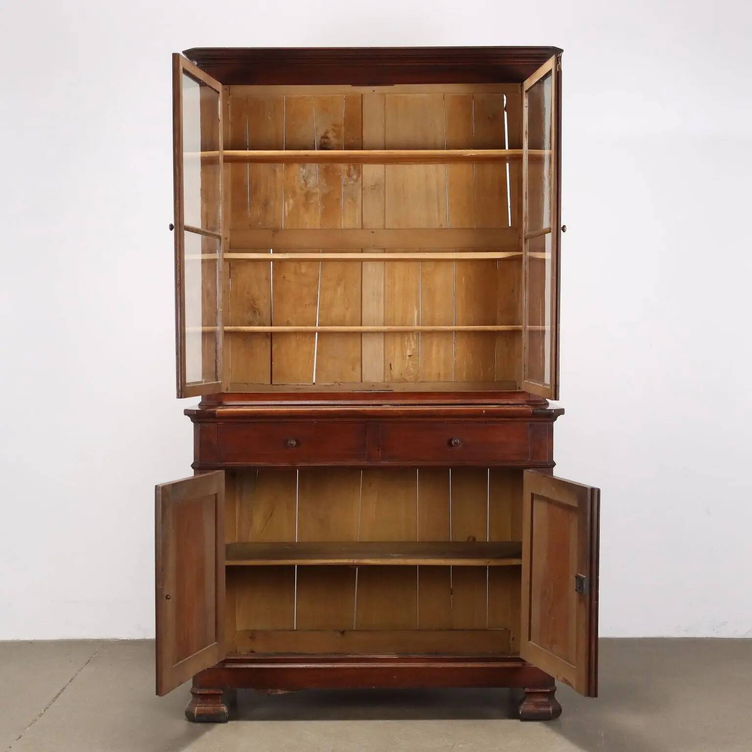 Antique Louis-Philippe walnut library, Italy, 19th century