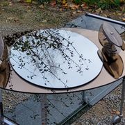 Miroir ovale avec 2 appliques double tains d’Antonio Lupi des années 80c