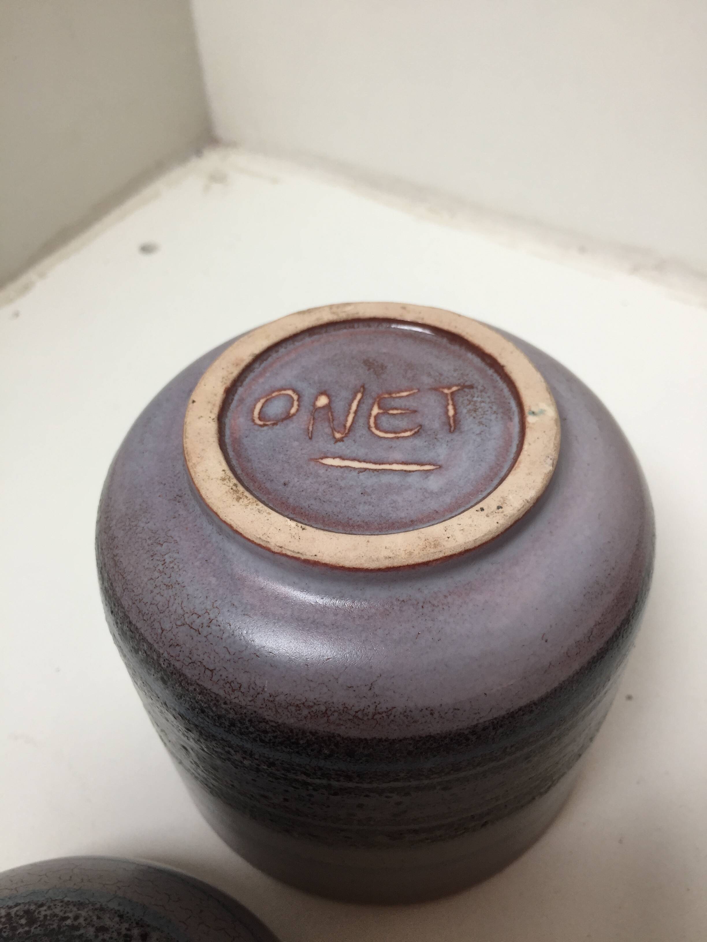 Ceramic covered pot signed Onet Daniel Chaponet