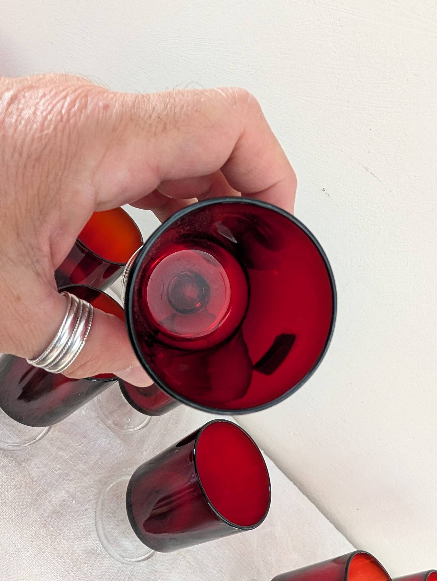 11 Luminarc amethyst glasses – France, 1970s