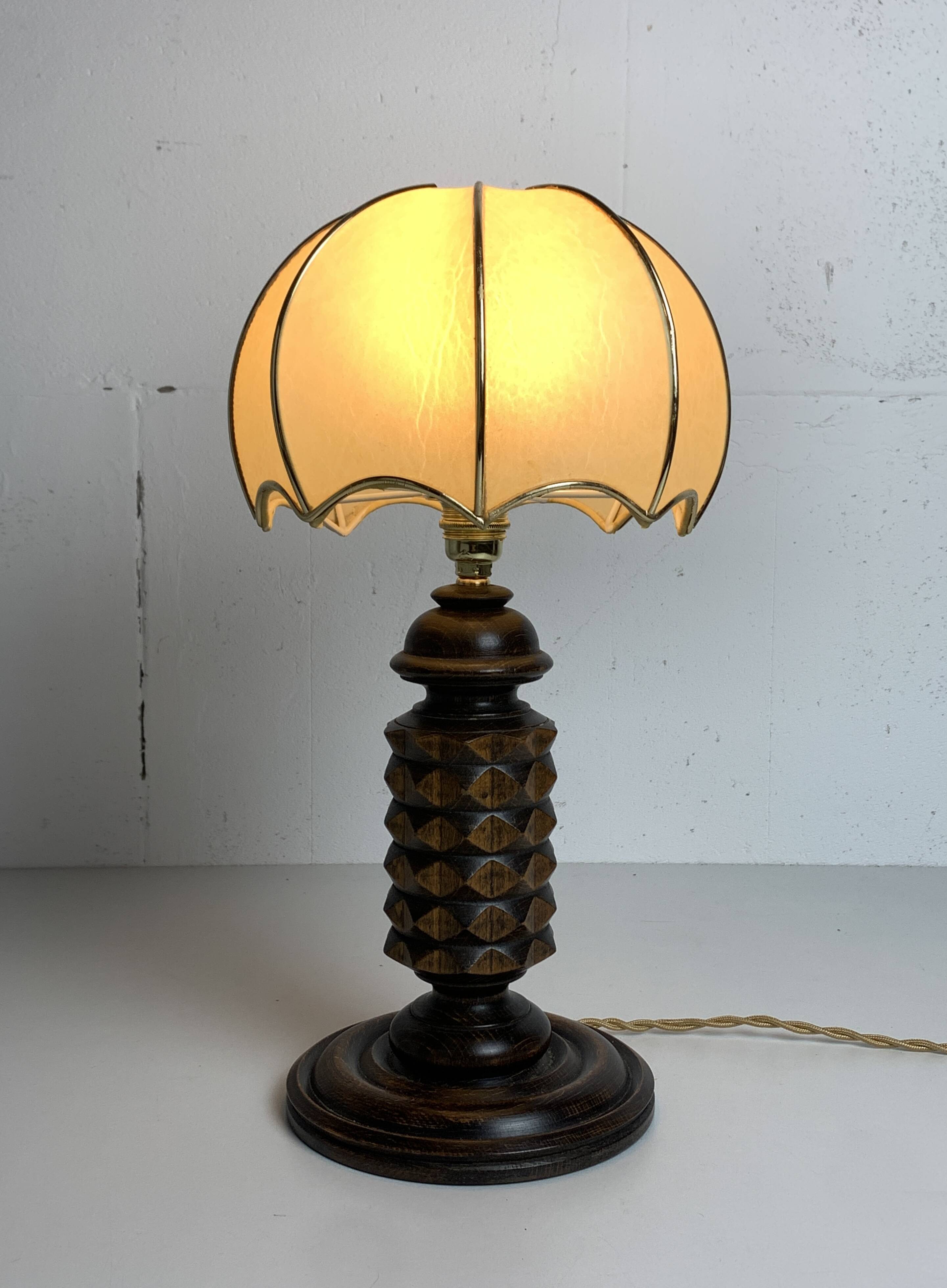 Wood Turned Mushroom Cocoon Table Lamp in the style of Charles Dudouyt