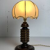 Wood Turned Mushroom Cocoon Table Lamp in the style of Charles Dudouyt