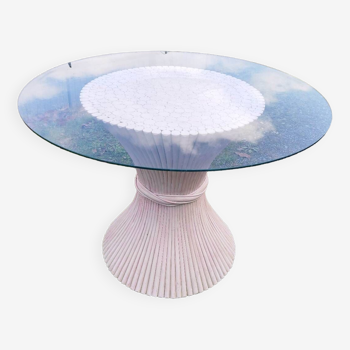 John mc guire McGuire round dining table Sheaf of wheat bamboo