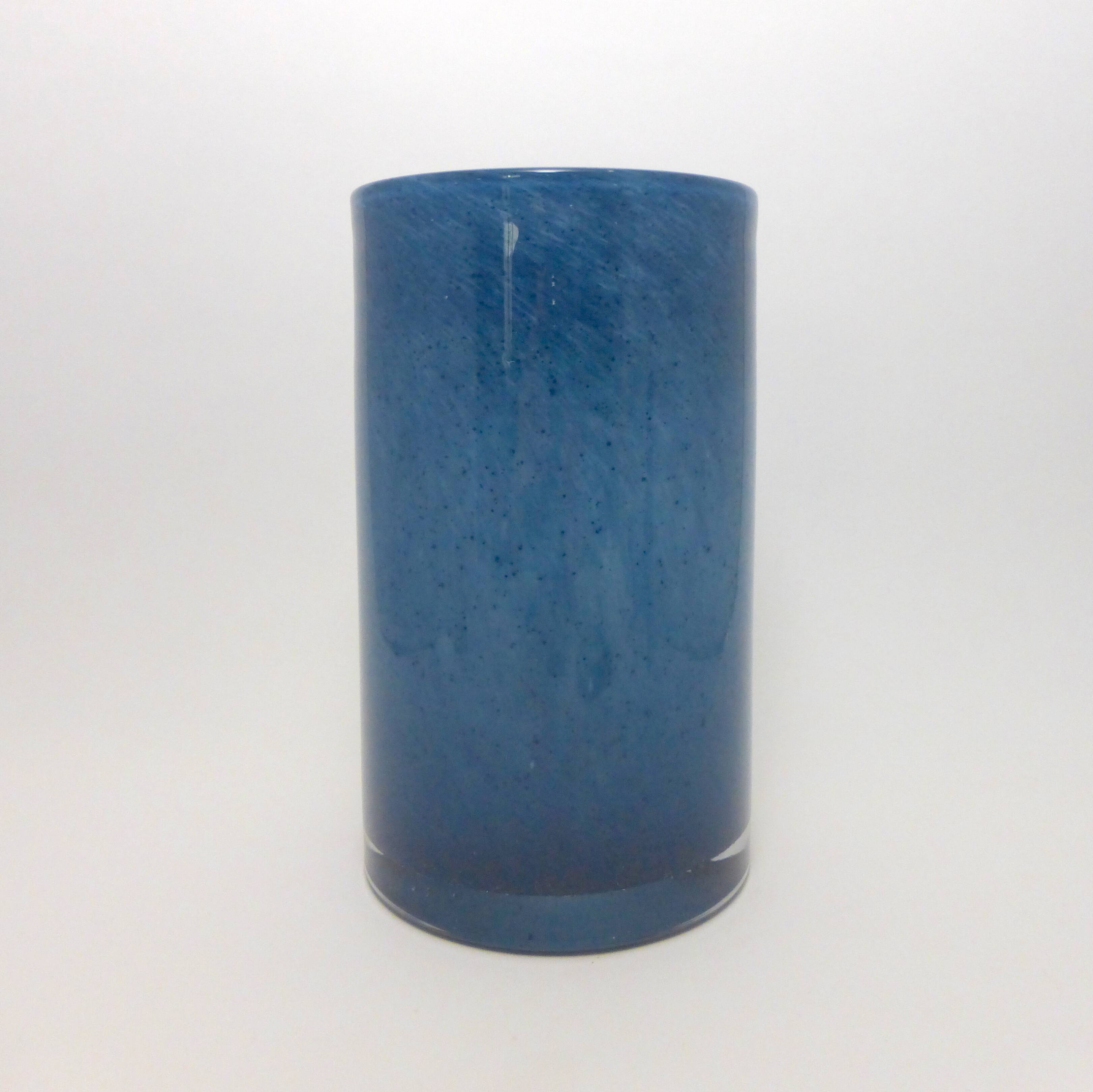 Vase double-layer glass roller vase blue 1980