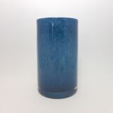 Vase double-layer glass roller vase blue 1980