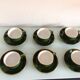 Suite of six green cups with saucers bistro /vintage style 60-70
