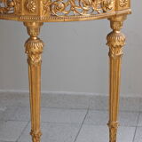 Louis XVI-style gilded wooden console, half-moon in shape