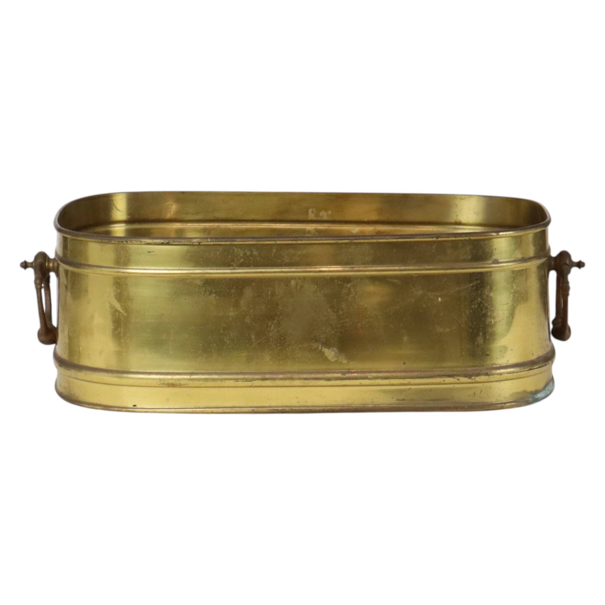 Large Oval Brass Planter Vintage XL Cachepot 41cm