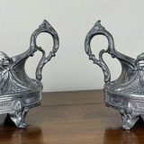 Pair of Louis XV rocaille style silver metal table planters
