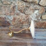 Wall lamp gooseneck bronze and serrated opaline.