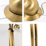 Lampadaire vintage Fischer à 2 têtes, laiton mat orientable