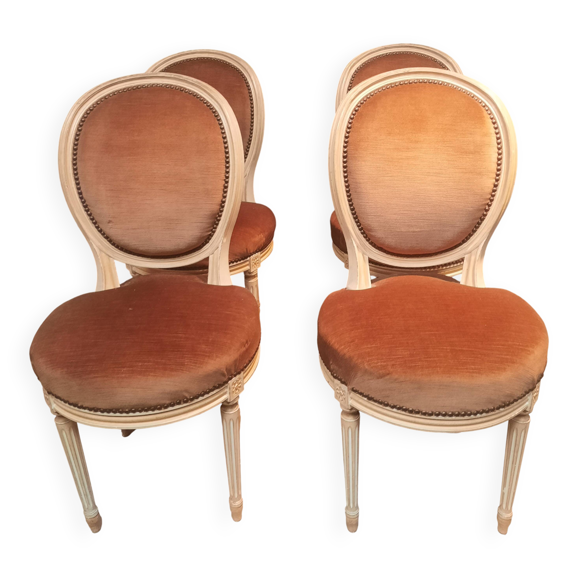 Set of 4 Louis XVI style medallion chairs