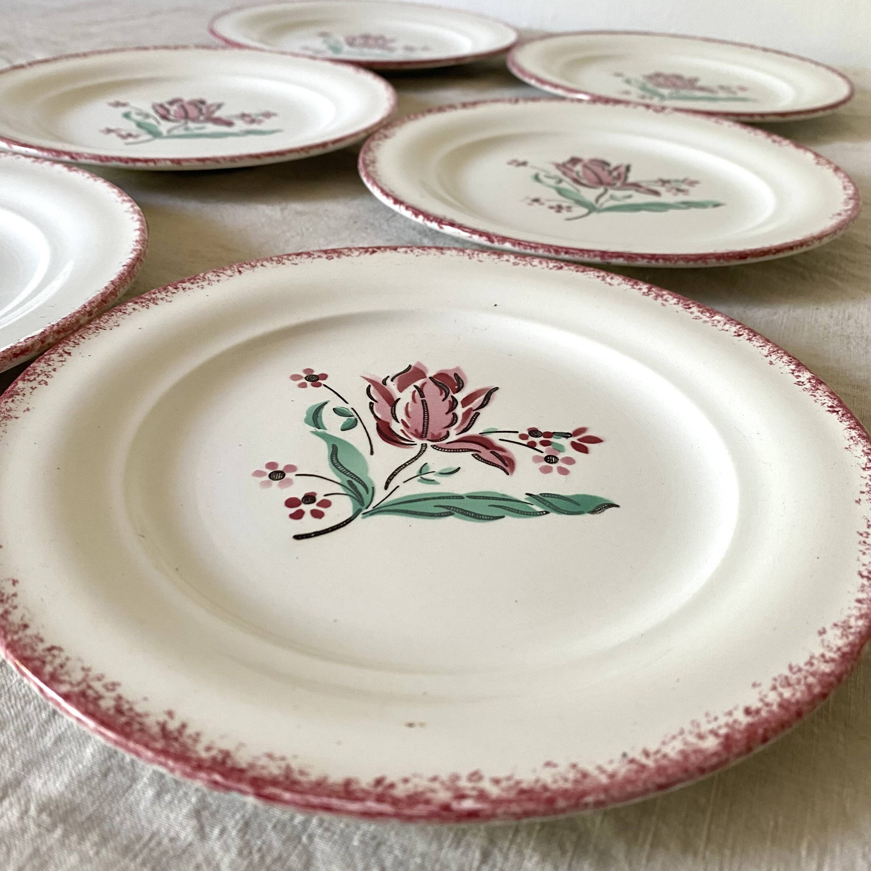 St Amand dessert plates, hand decor, Strasbourg model