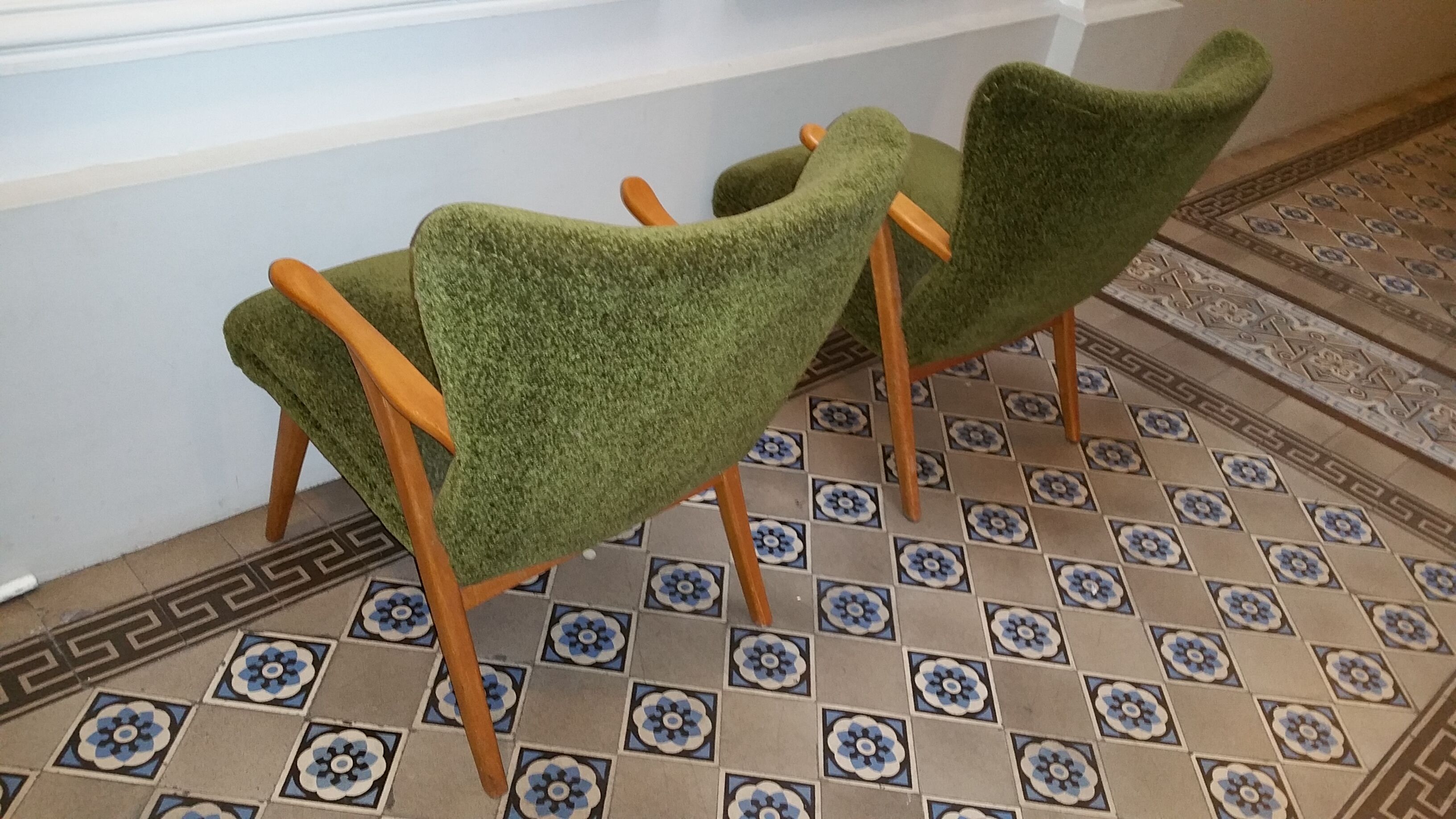 Pair of chairs WING Zig Zag cocktail vintage 50 60 year