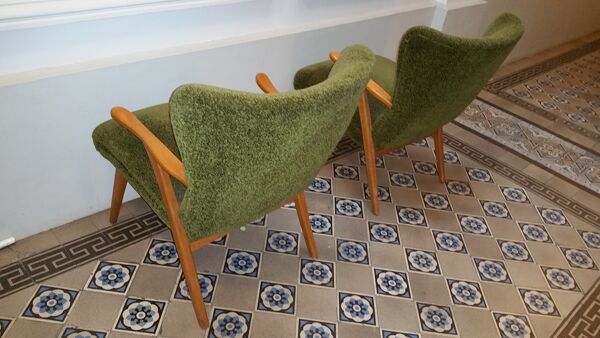 Paire de fauteuils WING Zig Zag cocktail vintage année 50 60