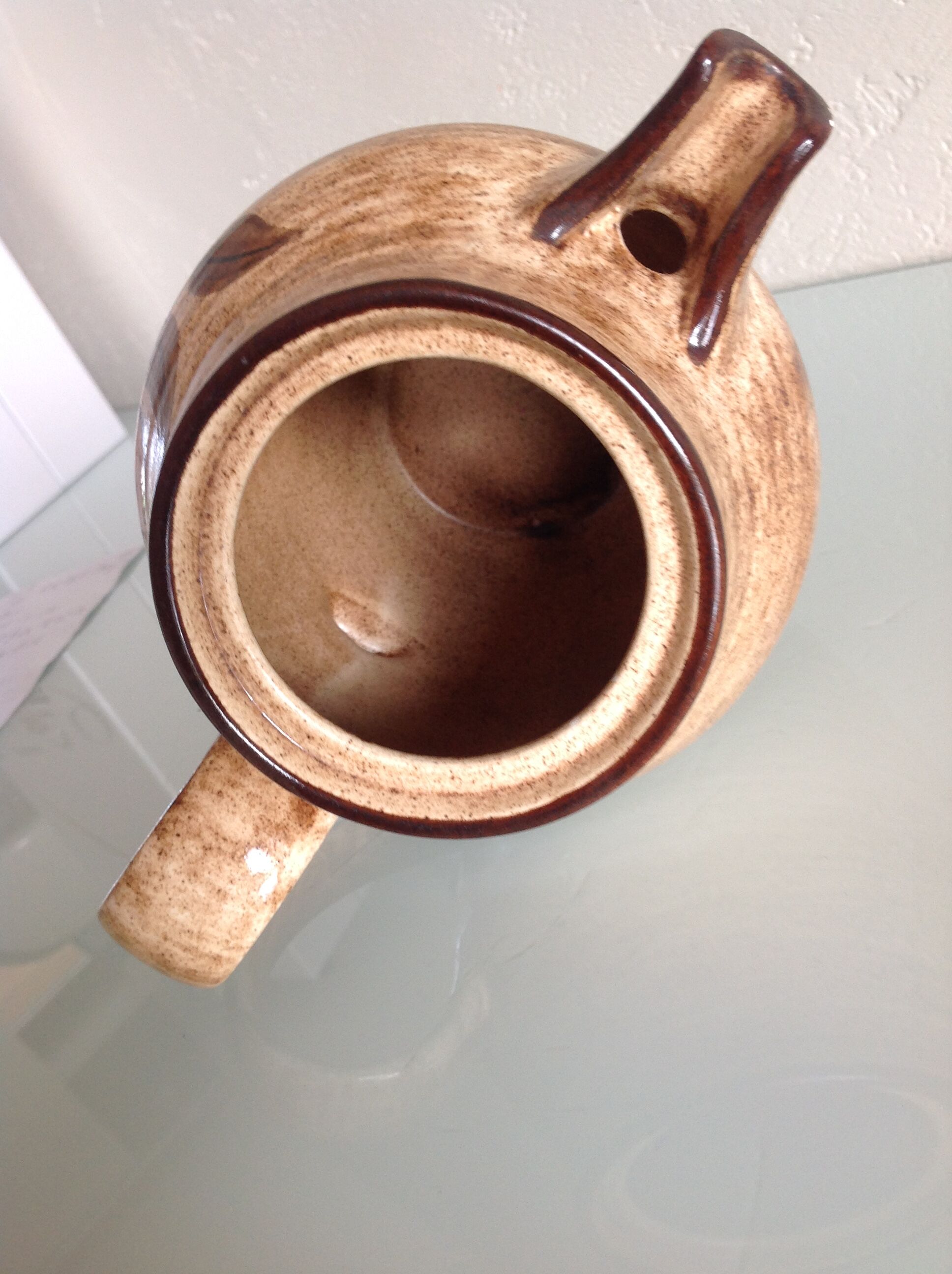 Beige pitcher in glazed ceramic from Salins vintage 60s-70s