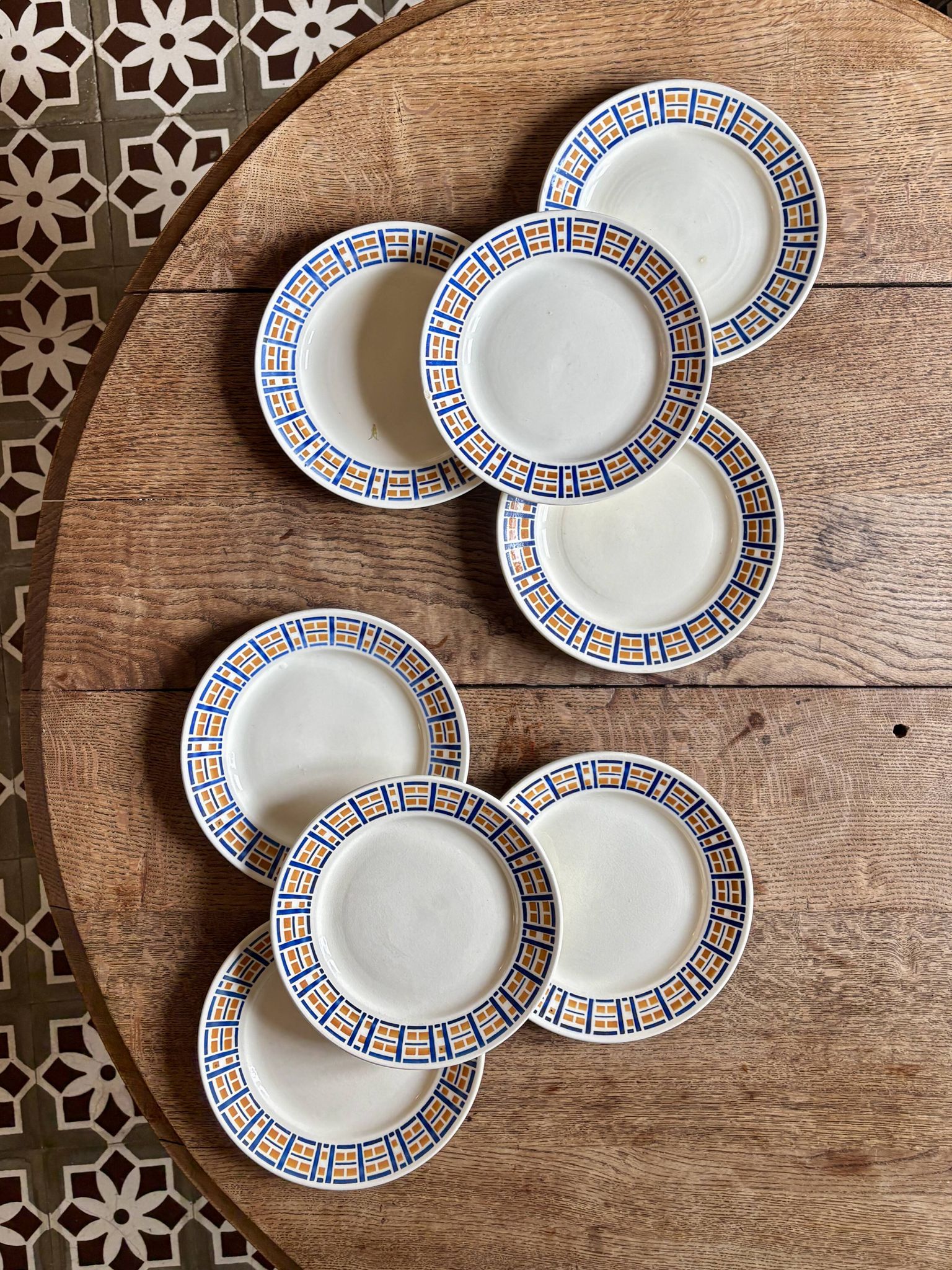 Set of 8 antique flat plates - Robinson de Badonvillier