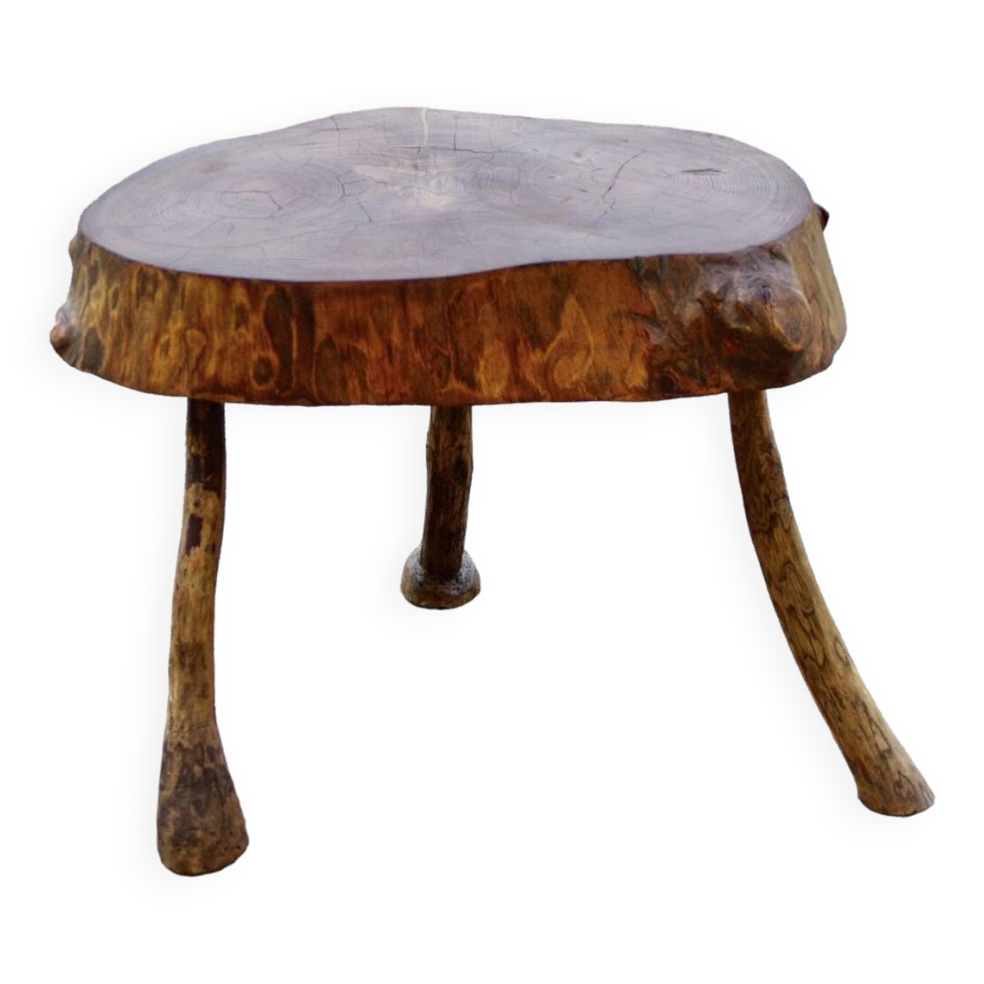 Vintage brutalist side table in solid wood 1960