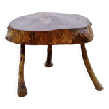 Vintage brutalist side table in solid wood 1960