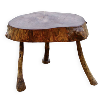 Vintage brutalist side table in solid wood 1960