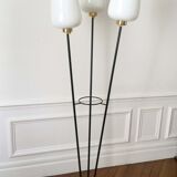 Italian 3-branch lamppost with opaline 1960