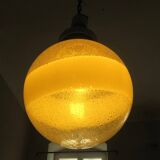 Murano Mazzega globe pendant light with a bold swirl, 1960s