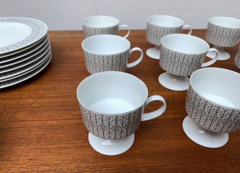 Vintage grey coffee service Secunda, made in Germany by Tapio Wirkkala for Rosenthal, set of 28.