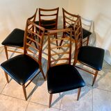 Set of 6 Scandinavian chairs in Teak "Lis" by Niels Koefoed, Circa 60's
