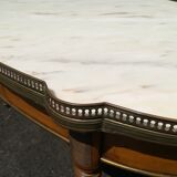 Oval marble and wood coffee table