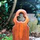 Chaise vintage tripode en bois et cuir années 60