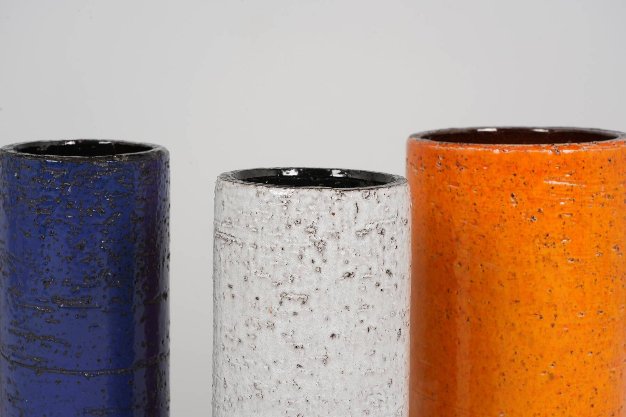 Set of rolled vases in chamotte clay from the 1960s.