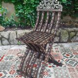Antique folding oriental chair with mother-of-pearl inlays
