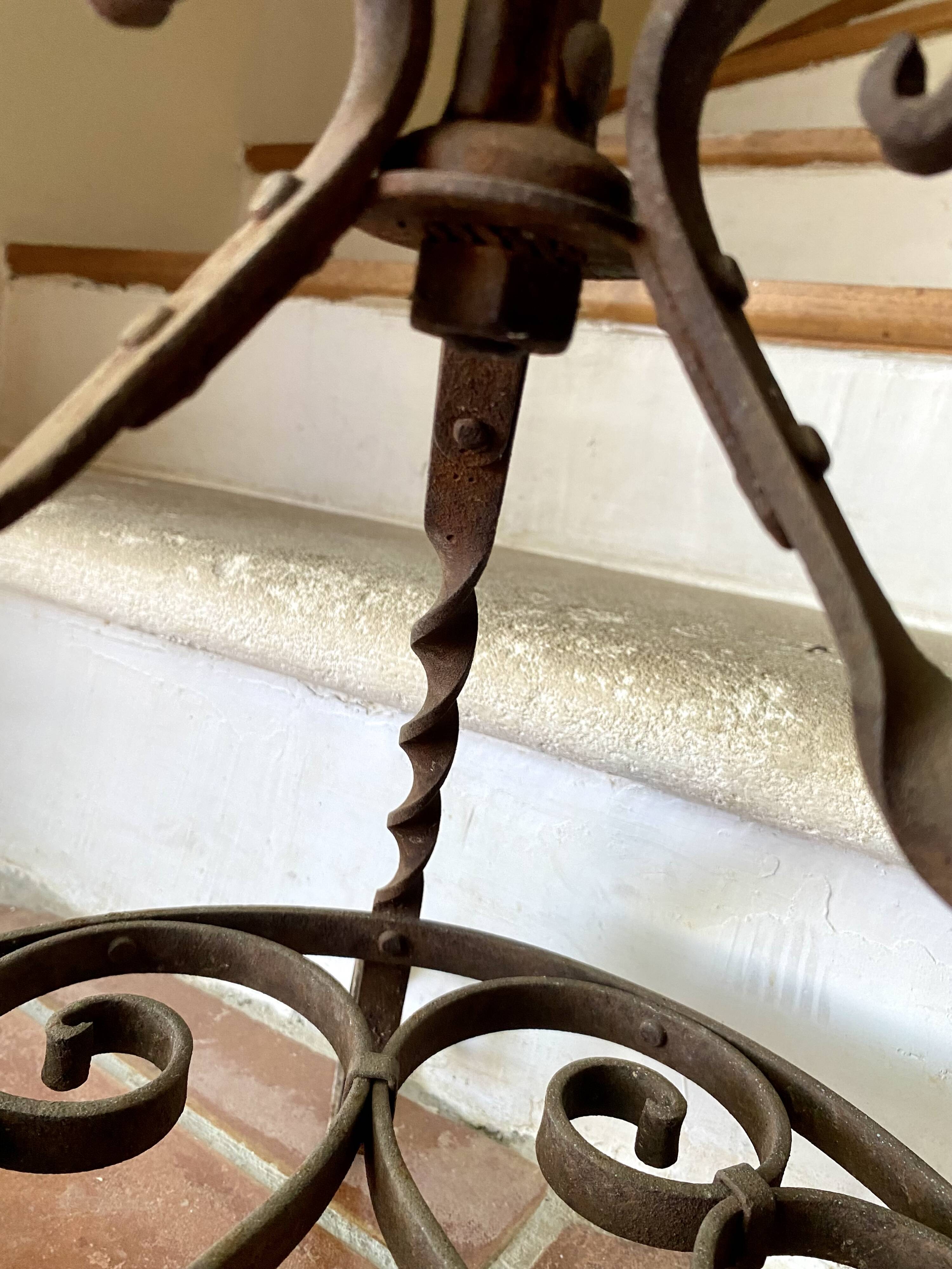 Wrought iron floor lamp, new 3m fabric cable, paper shade.